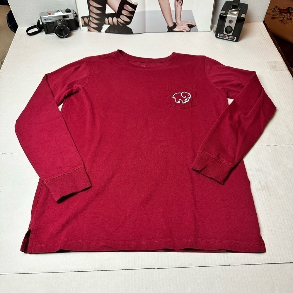 Ivory Ella Christmas Elephant Long Sleeve Shirt Red Holiday Tee Size S